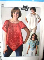 7877 77 WOODSTOCK HANKIE HEM JIFFY PULLOVER TOPS PATTERN OS
